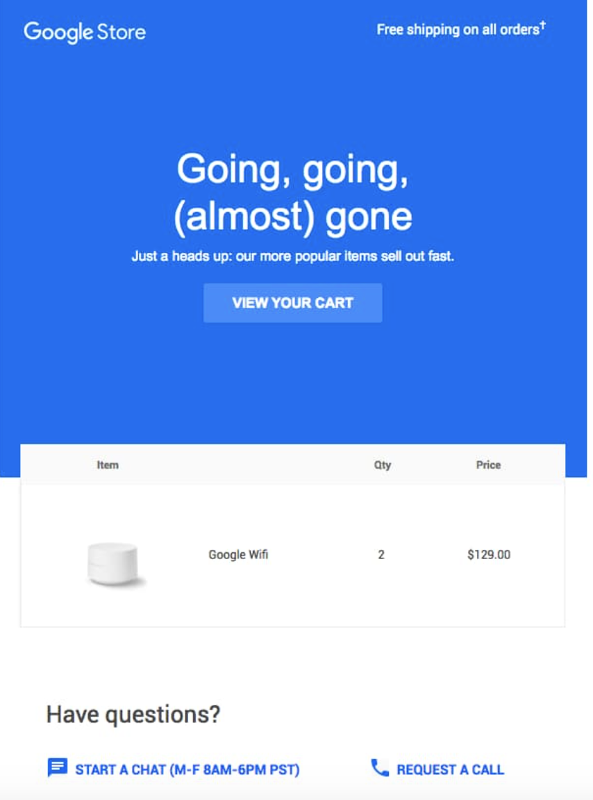 google-cart-abandonment-email