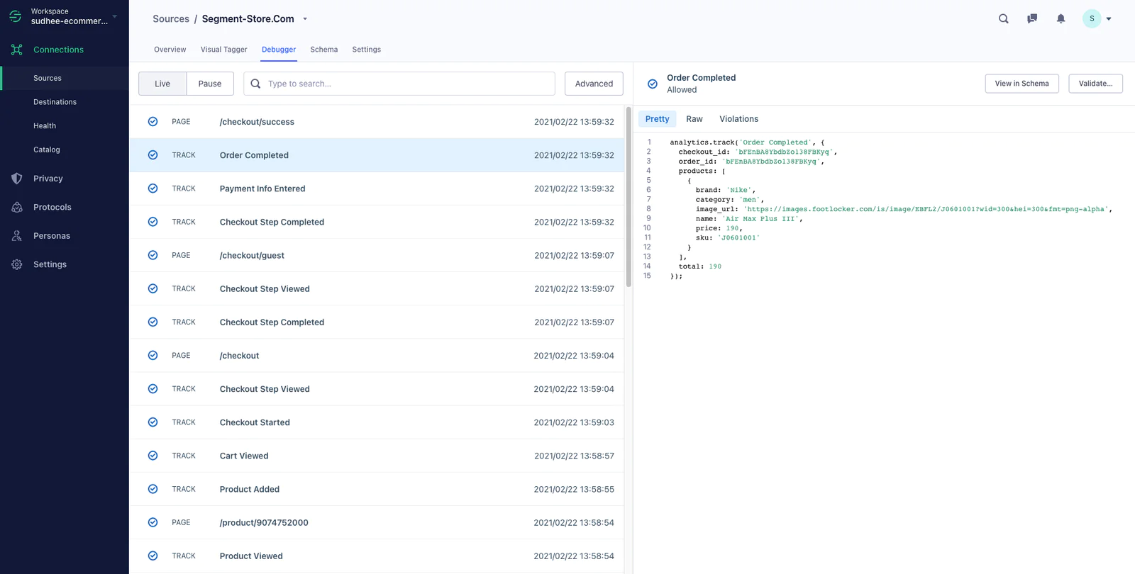 Implement Events in Segment