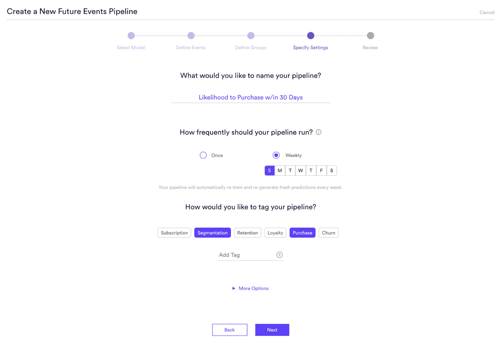 Vidora future events pipeline training schedule