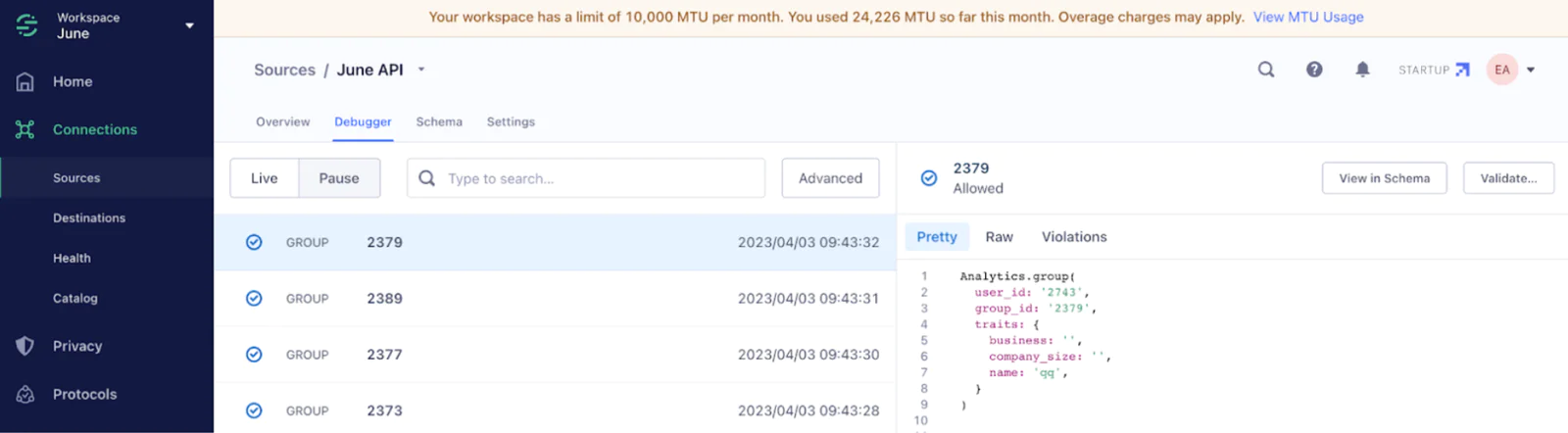 Twilio Segment integration setup screen.