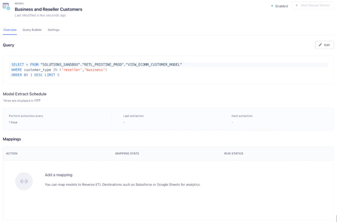 Reverse ETL model setup