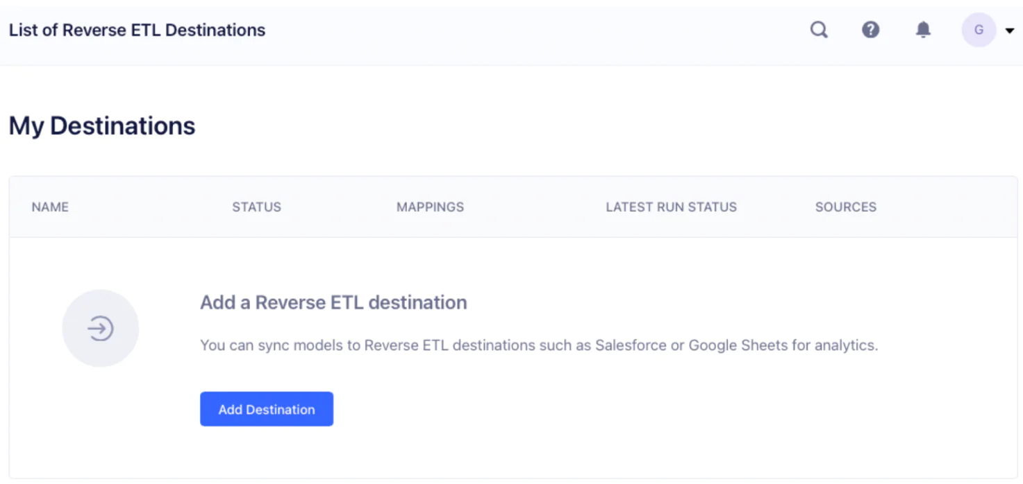 Reverse ETL destinations