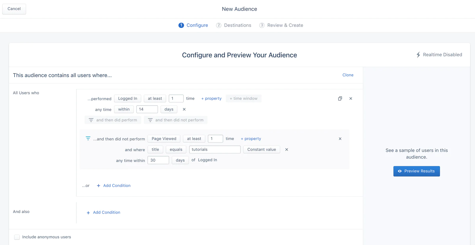 Audience set up in Engage