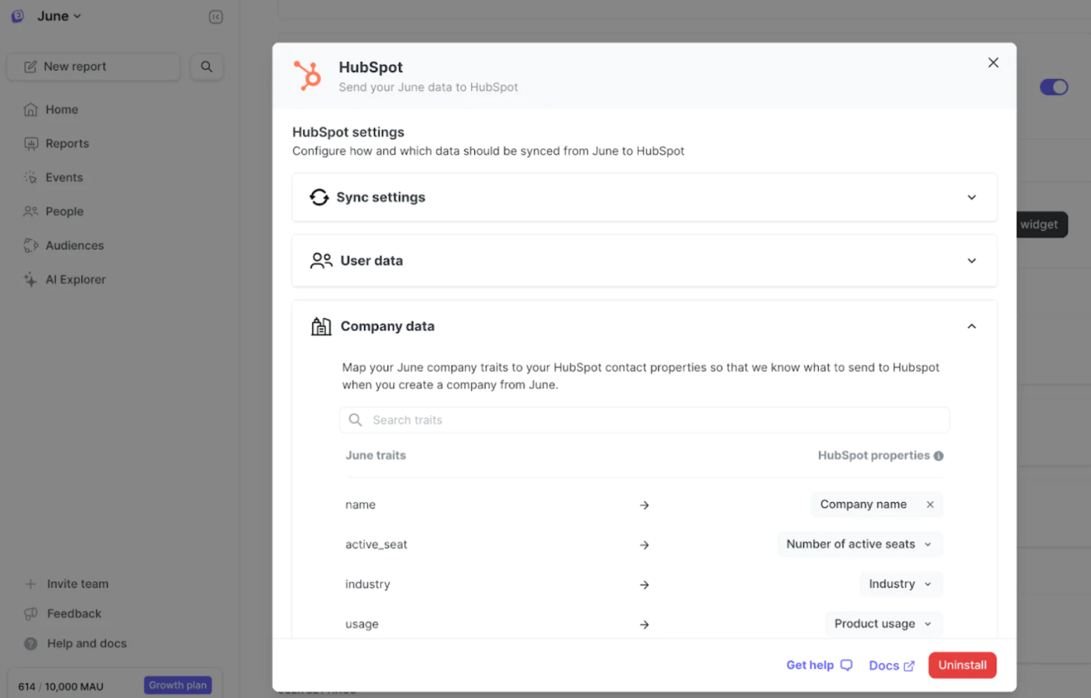 Enhanced CRM data example in June.so.