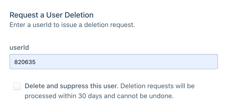 Setup to issue deletion receipts