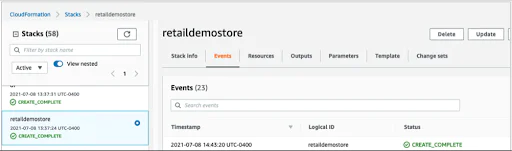 Create Complete message in AWS retail demo store