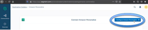 Button to ‘Configure Amazon Personalize’