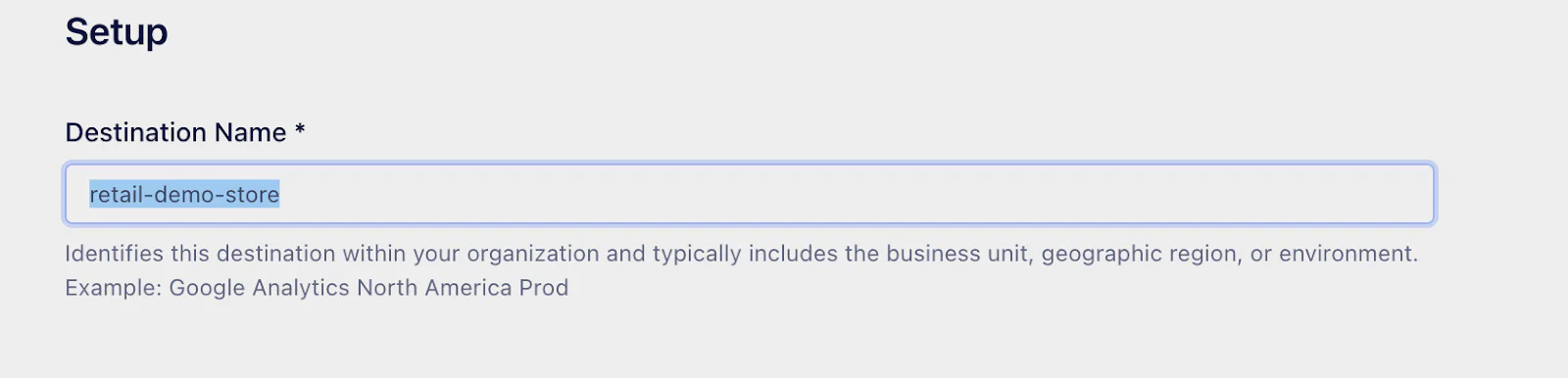 Setting destination name as retail-demo-store